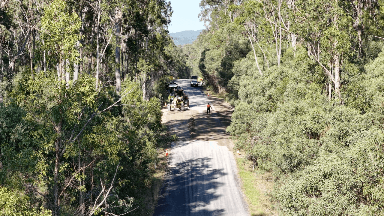 Completed pavement on a regional road
